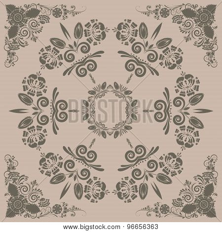 vintage seamless pattern with floral ornament