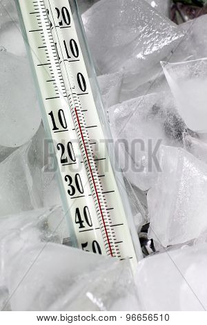 Thermometer and ice