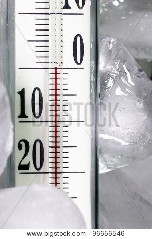 Thermometer and ice