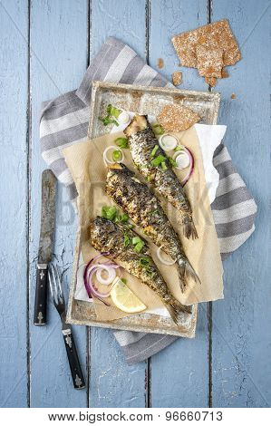 Barbecue Anchovy on Tray
