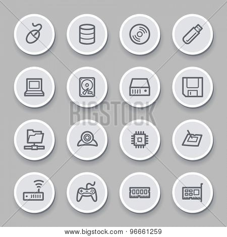 Computer components web icons set