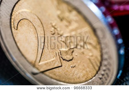 Two Euro Coin Closeup Frontside