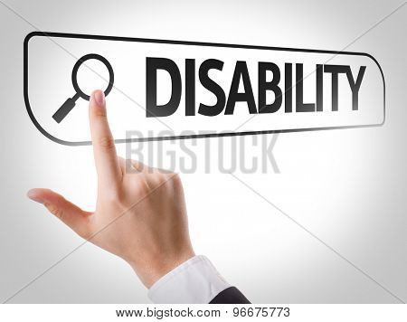 Disability written in search bar on virtual screen
