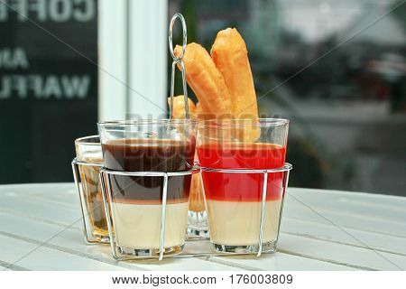 Thai Traditional Milk Coffee And Milk Tea And  Patongko .