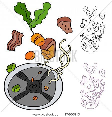 Una imagen de un alimento se cayó en un triturador de basura de la cocina.