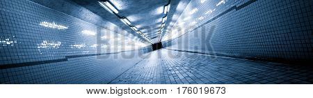 wide angle shot of underpass pedestrian tunnel