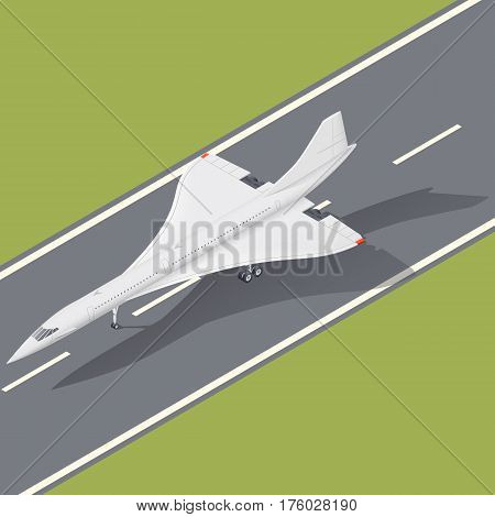 Supersonic passenger airliner isometric icon vector graphic illustration