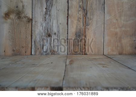 background of barrel and worn old table of wood