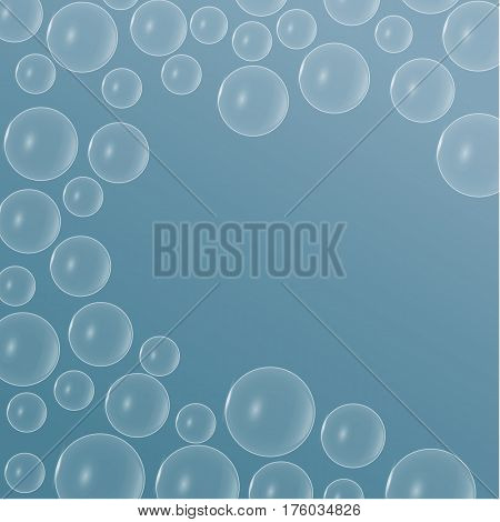 Air bubbles in water of different sizes. Place under the text