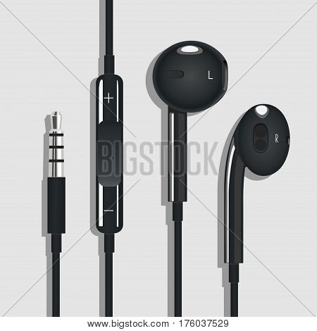earphones for phone of black color with an input