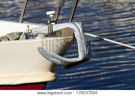 Cagliari: Detail of the prow of a boat anchored in the harbor of Marina Piccola - Sardinia