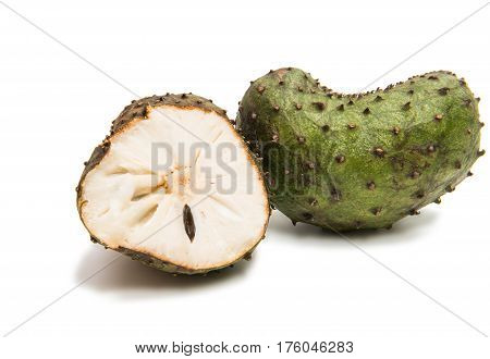 Soursop exotic fruit isolated on white background