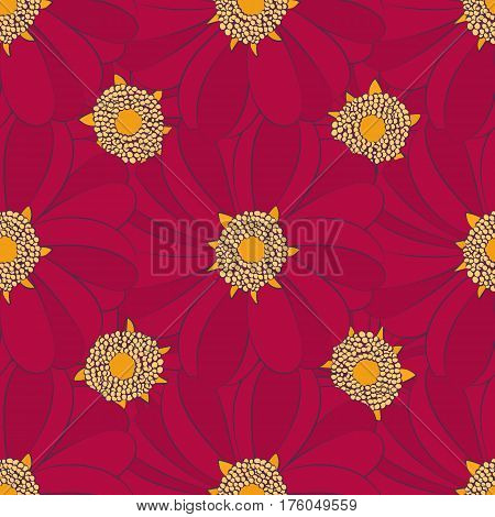 Seamless pattern with red flowers. Can use for printing on the surface fabric, paper.