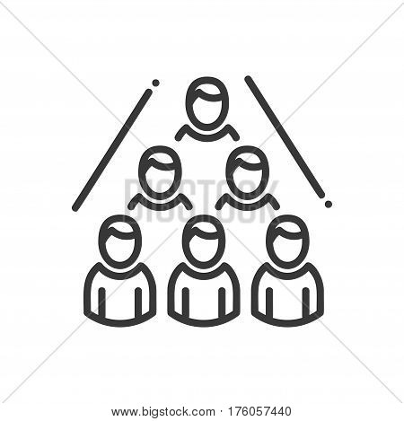 Business Network- vector modern line design illustrative icon. Suffiecient representation of chain network consisting of five people, compartmentalization.