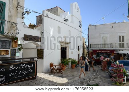 The Central Square Of Peschici On Puglia, Italy