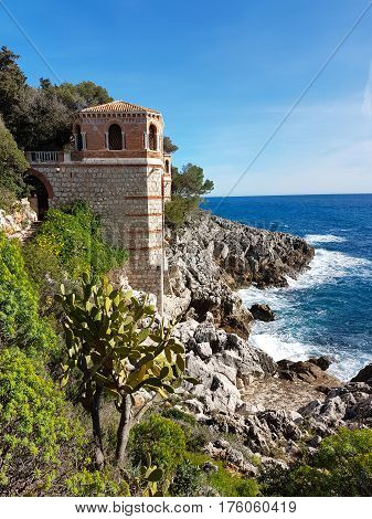 Mediterranean Sea Coastal Rocks Landscape Roquebrune-Cap-Martin France