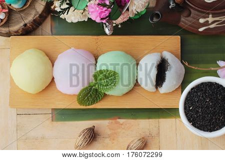 Daifuku Mochi Japanese dessert with black sesame