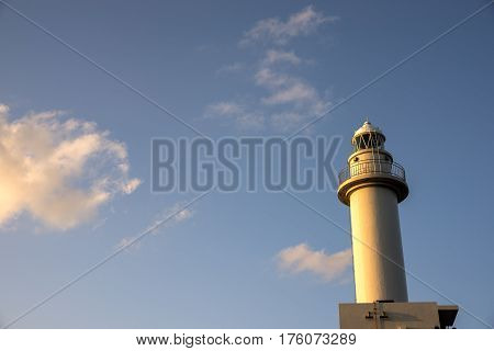 Evening  close up lighthouse under sky in Ishigaki island