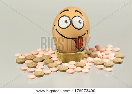 Anti anxiety pills and happy egg face