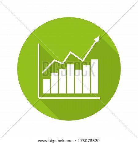 Market growth chart flat design long shadow icon. Diagram. Business statistics graph. Vector silhouette symbol