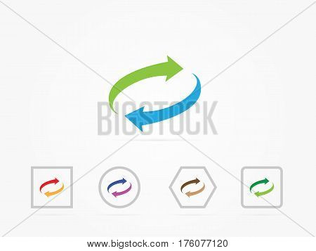 Illustration Reset button reload arrows symbol. Flat spin illustration. Arrows rotate icon multicolored