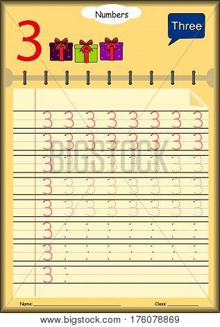 Young children learn to write numbers Homework for kids vector art