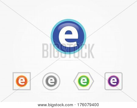 Vector Illustration Letter E logo.Industrial tech style in a blue round sphere concept.