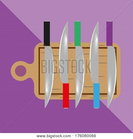 Cutting boards and knives. Kitchen utensils and equipment icon.