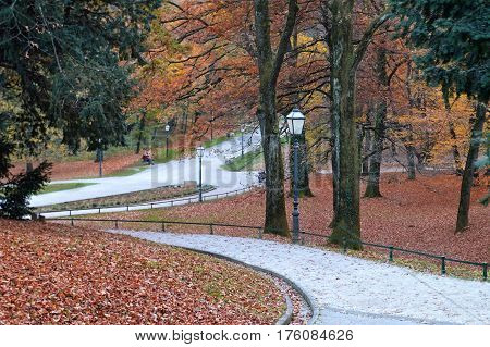 Autumn landscape in Maksimir park, Zagreb, Croatia