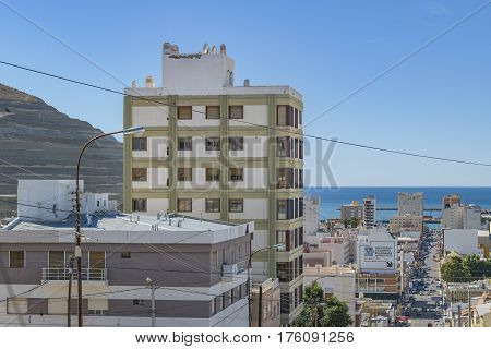 COMODORO, RIVADAVIA, ARGENTINA MARCH - 2016 - Urban view of Comodoro Rivadavia city the most important city of argentinian patagonian