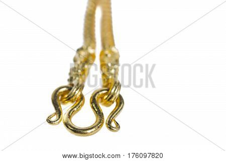 Gold Necklace 96.5 Percent Thai Gold Grade With Gold Hook Isolated On White