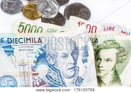 Banknotes From Italy. Italian Lira And Metal Coins