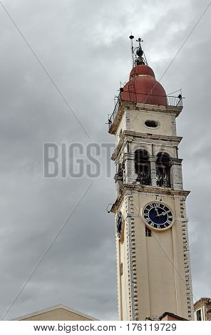 Tower of the church of Agios Spiridon in Corfu Greece