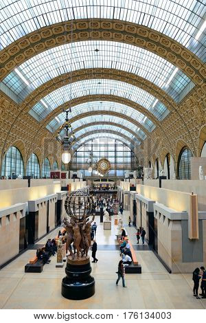 PARIS, FRANCE - MAY 13: D'Orsay interior view on May 13, 2015 in Paris. It host the world's largest collection of impressionist and post-impressionist masterpieces.