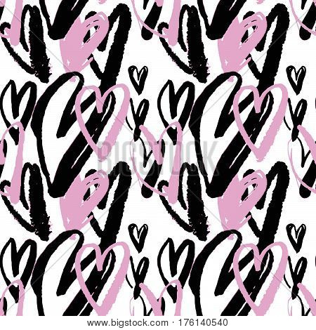 Seamless Brushpen Doodle Pattern Grunge Texture.trendy Modern Ink Artistic Design