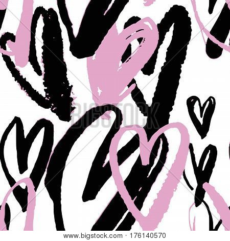 Seamless Brushpen Doodle Pattern Grunge Texture.trendy Modern Ink Artistic Design