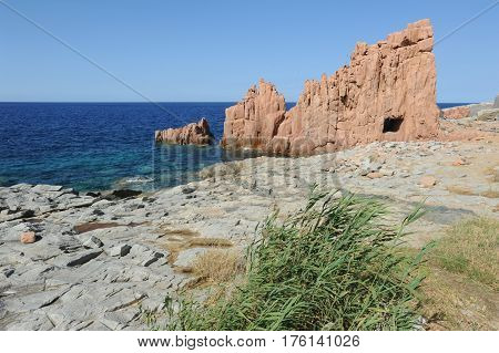 Red Rock at the coast of Arbatax on Sardinia island, Italy