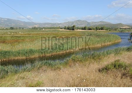 River near La Caletta on the island of Sardinia, Italy