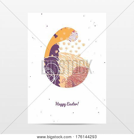 easter greeting card creative template, hand drawn textures and design elements