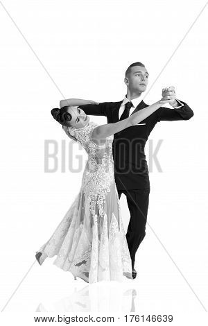 Ballrom Dance Couple In A Dance Pose Isolated On White Bachground