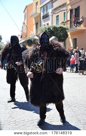 Sardinia, Italy: the old Mamuthones' mask .