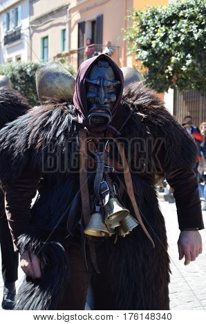 Sardinia, Italy: the old Mamuthones' mask .