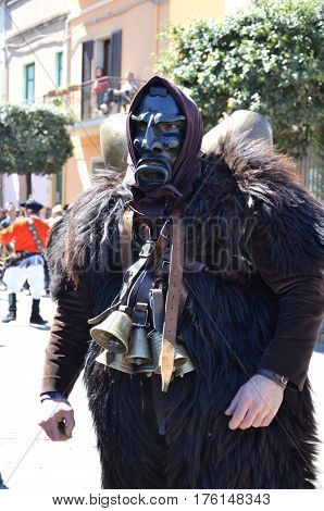 Sardinia, Italy: the old Mamuthones' mask .
