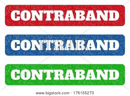 Colored Rubber Seal Stamps With Contraband Text Hole. Vector Message Inside Rounded Rectangular Shap