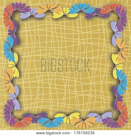 Frame of flowers on a beige background. Place under the text
