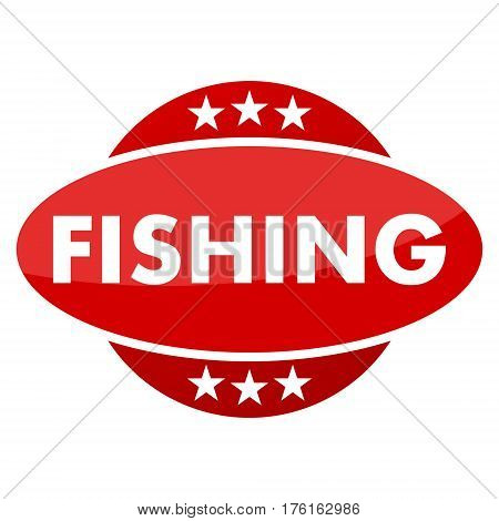 Red button with stars fishing on white background