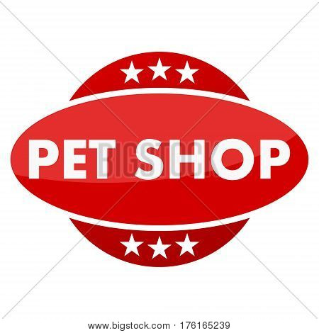 Red button with stars pet shop on white background