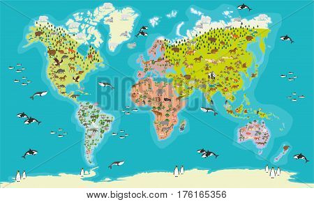 World Map animal highly detailed vector illustration