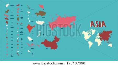 World Map Asia highly detailed vector illustration