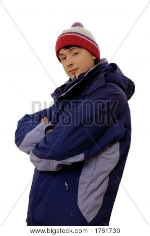 Young Man In Tourist Clothes